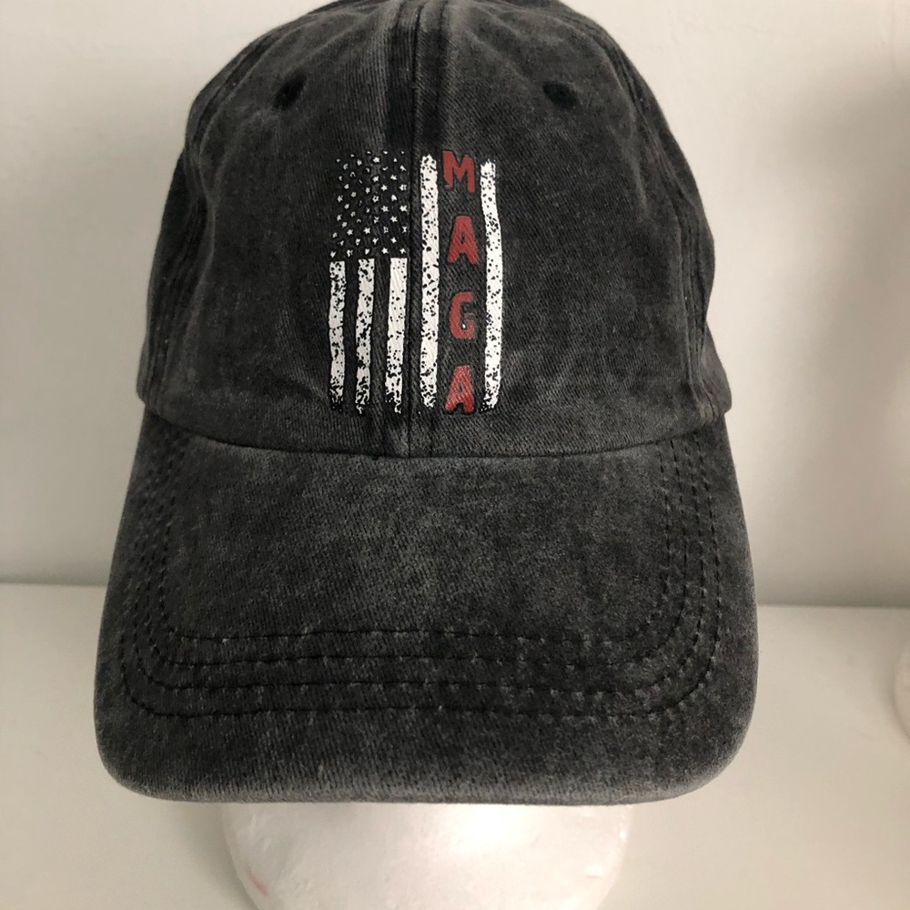 Maga American Flag Black Washed Ball Cap